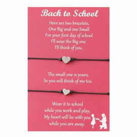 Back to School Bracelet Gifts First Day of School Bracelets Mother Daughter Matching Bracelets Love Knot Infinity Heart Wish Bracelets Friendship Jewelry (B:love heart)