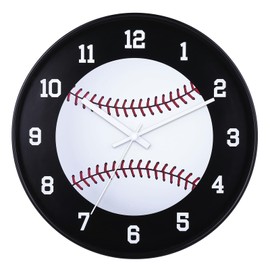 CIGERA 12 Inch Baseball Wall Clock with Battery Operated Silent Clock Movement and Sturdy Frame,Great Decor for Bedroom,Livingroom or Office,Nice Gifts for Baseball Lovers,Friends and Father