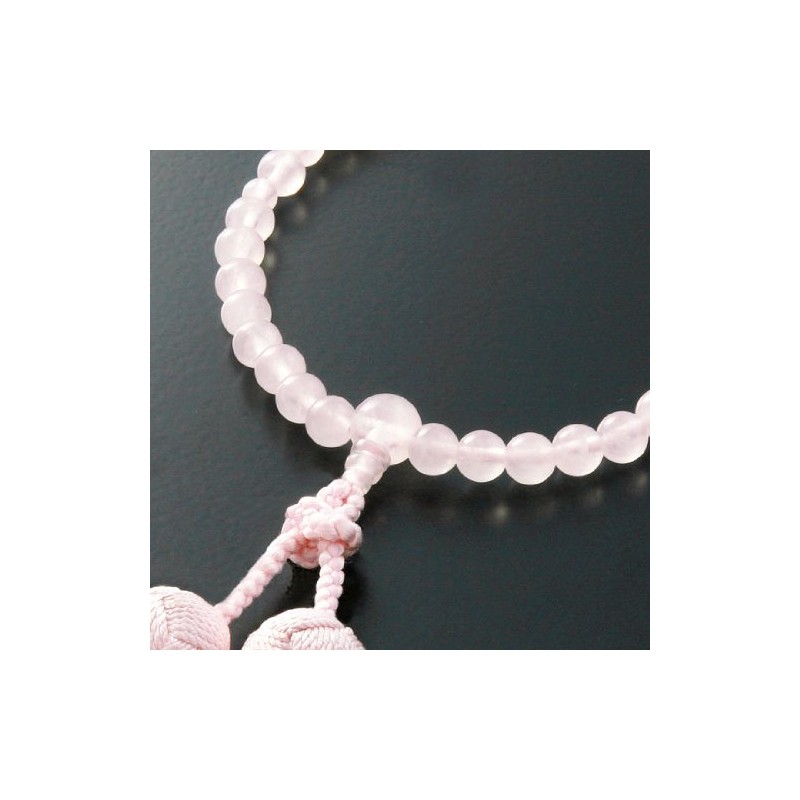 京仏壇はやし 女性用数珠 正絹 くみひも梵天房 紅水晶 【数珠袋付き】 W-001 京都 ※この念珠はすべての宗派でお使いいただけます