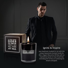 Premium Scented Candles for Men - Manly Candles for Men - Man Candles - Aromatherapy Candle For Him, Unique Gifts For Men, Inspirational Gift for Him, Birthday Candles for Men (9 Oz, Glass Jar Candle)