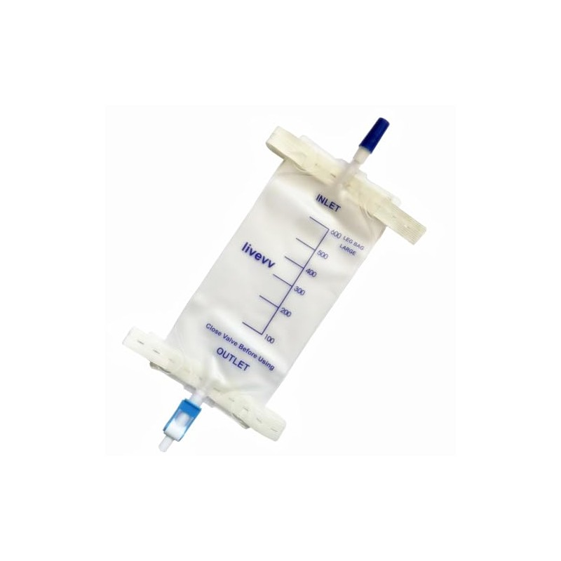 lifevv 4 Pack 600ml Catheter Leg Bag Urinary Drainage w/Clear