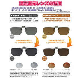 OTC.web MSG01 Dimmable Polarized, Clip Type, Sunglasses, Over Glasses, UV Protection, Ultra Lightweight, Flip-up Type, Large, Cool