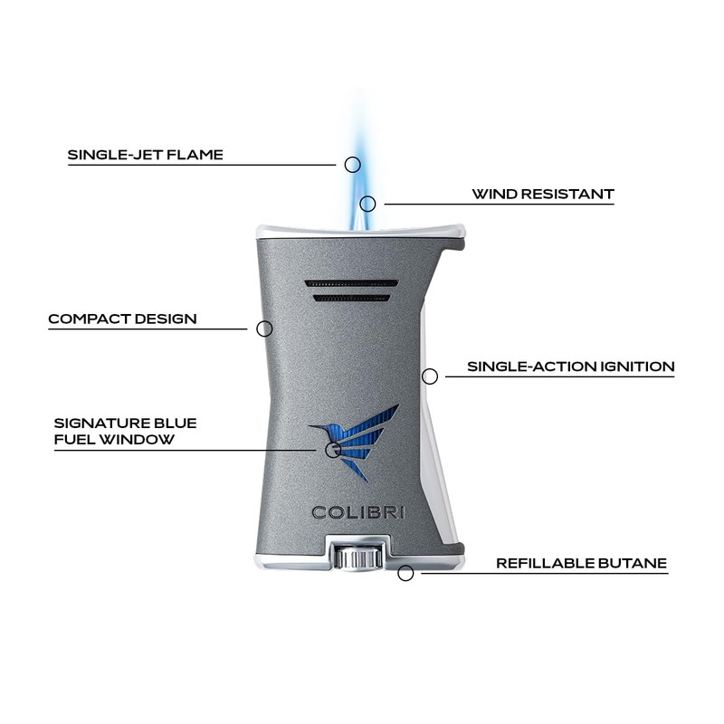 Colibri Premium Slim Torch Lighter - Windproof & Refillable, Cigar