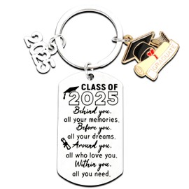 Chambom 2025 Graduation Gifts for Him Her - Class of 2025 Graduation Keychain, Inspirational Gifts for College Middle High School Student Boys Girls