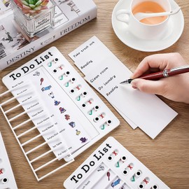 2 Pcs Checklist Board, Daily Schedule to Do List Board Plastic White Chore Chart Boards Memo Checklist Boards Portable to Do List Memo Plastic Board Chore Chart for Kids Portable Plastic Checklist with 6 Pcs Cardstocks for Kids Adults Check Items