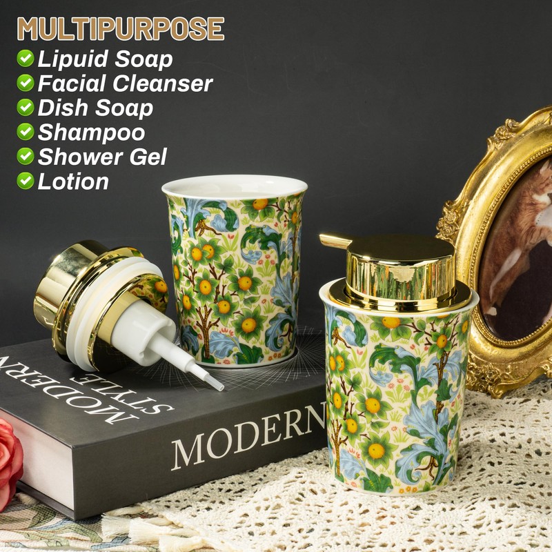 Vintage Ceramic Foaming Soap Dispenser for Bathroom & Kitchen Refillable