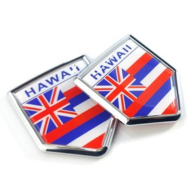 Newperlite Hawaii Flag Decal Sticker Car Emblem Hawaii Flag Car Decoration Accessories Chrome Shield for Truck Vehicles Cars, 2 Pack