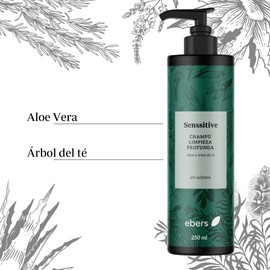 Ebers Sulphate Free Deep Cleansing Shampoo 250 ml (Aloe Vera and Tea Tree) Colour Protection with Ingredients of Natural Origin