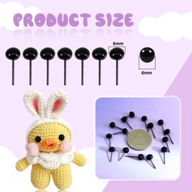 TOAOB 300pcs Black Glass Safety Eyes 6mm Small Doll Eyeballs for Crafts Needle Felting Bears Dolls Decoys Sewing