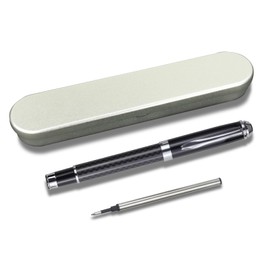 YUNCHUN 1PC Carbon Fiber Liquid Gel Ink Rollerball Pen, Luxury Medium Point Black Ink Pen with 1 Extra Refill, Fancy Cool Pen for Writing, Journaling, Refillable Executive Professional Pen for Work