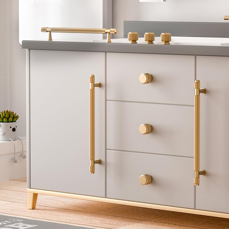 Bwintech Pack of 12 150 mm Gold Anodised Knurled Cabinet