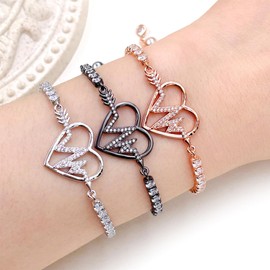 Vivaday Dainty Heart Arrow Romantic Bracelet for Women | Elegant Blessing Symbol Tennis Bolo Bracelets | Fashion Adjustable Length CZ Jewelry | Symbolizes Timeless Romance YA4923