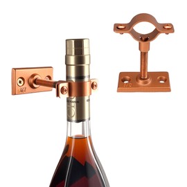 Lily's Home Bar Wall Mount Single Wine Bottle Display Holder, Industrial Design with Mounting Hardware, Works with Wine or Liquor Bottles, Copper Finish (4-1/2” x 1-3/8” x 2-3/4”)