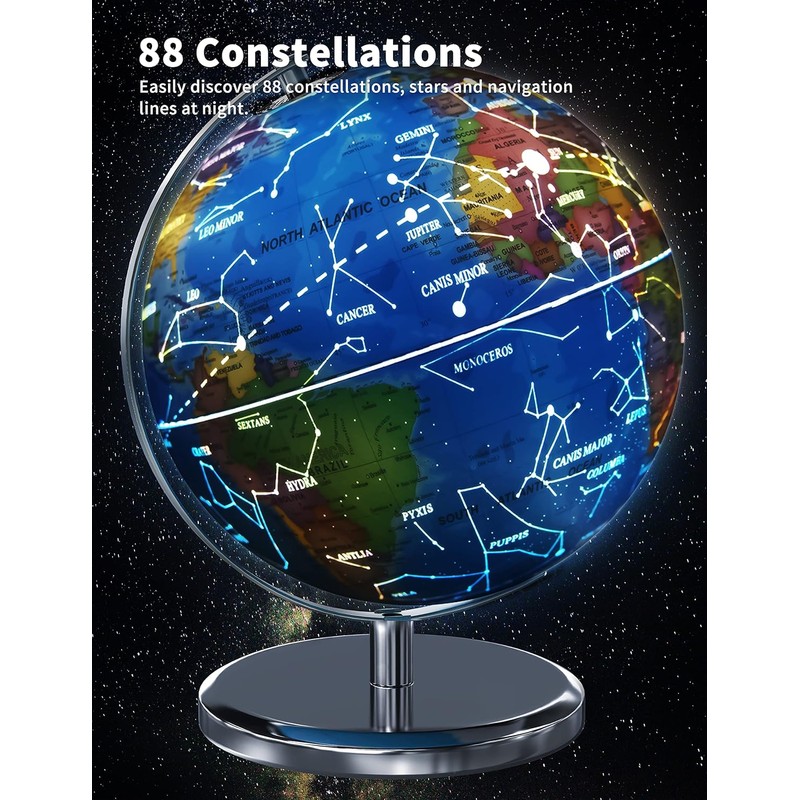 Waldauge Illuminated World Globe with Stand, 9" Earth Globes with