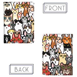 Pretimo Pass Case, Commuter Pass Case, With Reel, Cute, Cats, Many Flocks, Colorful, Animal Pattern, Bi-fold, Invisible Shape, Stylish, Women's, Cat Pattern, Multicolored, Cats Many Flocks Colorful