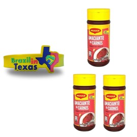 Amaciante de carnes Maggi p/Amaciar com Ervas e Especiarias 120g | Pack 3x120g | Meat Tenderizer with Herbs and Spices + Silicone Bracelet Souvenir | Brazil in Texas | Bundle