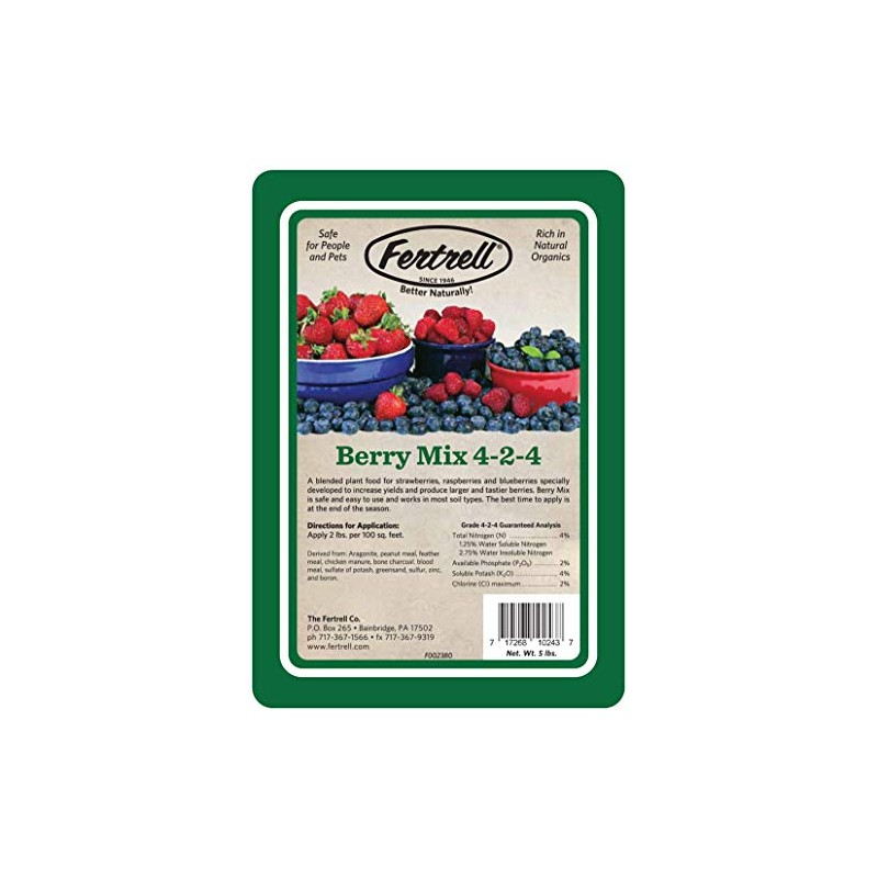 Fertrell Berry Mix 4-2-4 Organic Fertilizer, 5lb, 25lb or 50lb