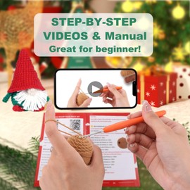 BFVV Crochet Kit for Beginners Adults 4Pcs Christmas Crochet Kit with Step-by-Step Detailed Instructions and Video Tutorials Crochet Starter Kits DIY Craft Supplies Christmas Gift