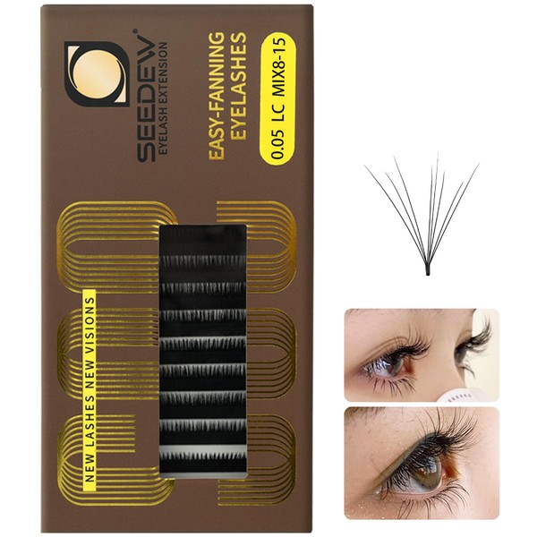 SEEDEW Camellia 3D Easyfan Lashes, 0.05 LC Curl 8-15mm, Multilayer