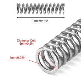 GUNGY Compression Spring Stainless Steel Spring Compression Springs 30 mm Wire Diameter 1 mm Inner Diameter 5 mm Length 30 mm Maximum Spring Force 3.15 kg Pack of 20