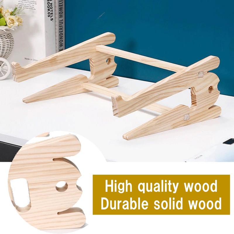 NOELAMOUR Laptop Stand, Vertical Stand, Wood, Easy Assembly, Storage, Improves