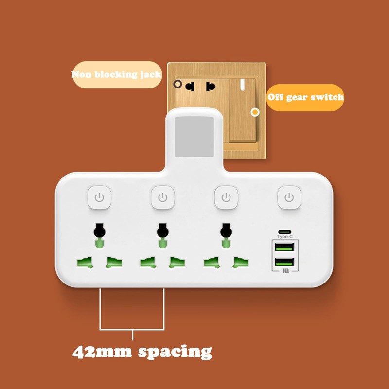 Plug Extension Socket, Double Socket with USB, Plug Adaptor, Plug