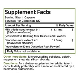 Bronson Cardo Mariano 1000mg Suplemento Hepático Vegano Sin Gluten 120 Cápsulas                                                                       