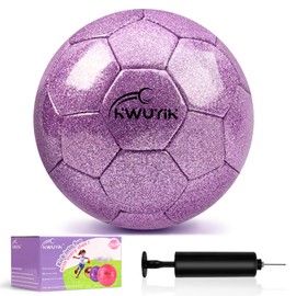 OKWUYiK Size 3 Glitter Pink Gold Purple Soccer Ball Set with Pump Toddler Soccer Ball for Kids Aged 3-6 Outdoor Training Ball Youth Practice for Teens Children Adults Boys Girls