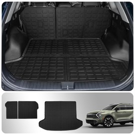 Thinzyou Cargo Mat Compatible with 2023 2024 2025 KIA Sportage Cargo Liner Trunk Mat Trunk Liner TPE Back Seat Cover Protector 2024 Sportage Accessories Non-Plug-in Hybrid (Trunk Mat+Backrest Mats)
