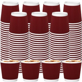 RXLWYUNLAE 120 Pack Paper Coffee Cups, 4 oz Disposable Coffee Cups,Corrugated Insulated Ripple Wall, Paper Ripple Cups for Coffee, Hot Chocolate and Hot Tea Drinks -Red