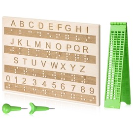 Trandraft Braille Slate and Stylus Kit with 4 Line 28 Cells Braille Slate and Stylus Alphabet Board Writing Label Maker Plastic Fingerboard