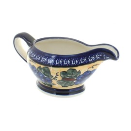Blue Rose Polish Pottery Grapes Gravy Boat