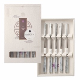 BALWOO Chopsticks [Made in Korea][5 Sets] 430 Premium Stainless Steel Chopsticks, Mukbang Kitchen Utensil, Cutlery Silverware Stainless Tableware (Goryeo Celadon White)