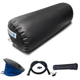 LTCANOPY Heavy Duty Inflatable Boat Fender, 16"x40" Boat Bumper for Docking, Yachts, Sailing Docks, PVC Black Fender for Boat Comes with 33'x 2/5" Double Braided Nylon Dock Line, Foot Pump