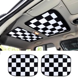 Rebvugr 2PCS Car Sunroof Sunshade, Car Roof Cover, Foldable UV Reflector Reflective Covers Block UV Rays Glare, Universal Auto Accessories Fit for Mini Cooper, Clubman & Countryman R56 (Chequer)