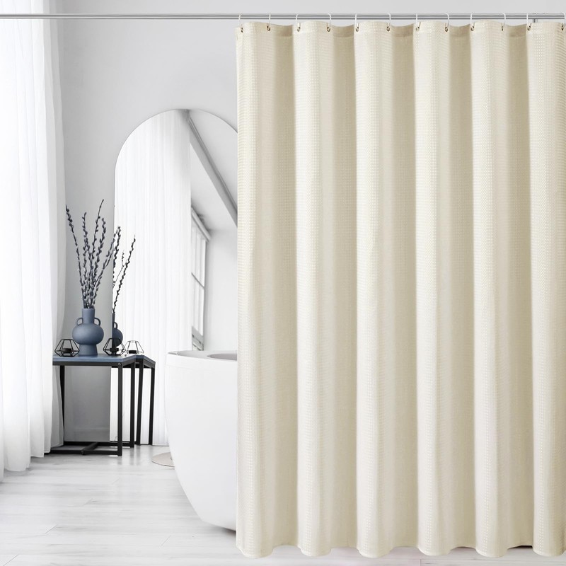 Gibelle Long Shower Curtain 72 x 78, Tall Waffle Weave