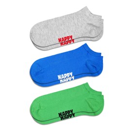 Happy Socks Solids Edition - Colourful Organic Cotton Socks - Plain Socks for Men and Women, 3-Pack Solid Low Blue White Green