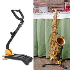 Saxophone Stand Foldable Stand for Alto Saxophone Tenor Saxophone Adjustable Alto Tenor Saxophone Holder with Triangular Metal Base Foldable Portable Musical Instrument Saxophone Stand