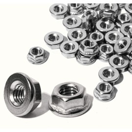 Flange Nuts without Locking Teeth (Smooth) M5 DIN 6923 Stainless Steel A2 V2A M5, Pack of 100