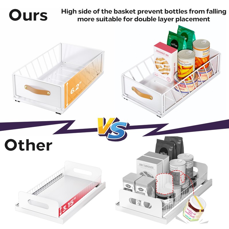 Pull out Cabinet Organizer Fixed with Adhesive Nano Film,Heavy Duty