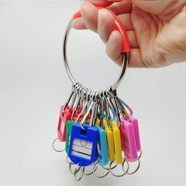 LABEN Portable Metal Ring Key Organizer with 16 Spring Hooks & Key Tags with Ring and Label Window