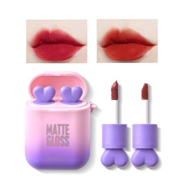 Lápiz labial mate, 2 piezasjuego, resistente al agua, duradero, hidratante, tinte labial, base de brillo labial de dos colores, kit de regalo de...   