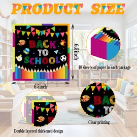 40 Pcs Welcome Back to School Napkins Black Clocks Flags Pencils Disposable Paper Napkins for Dinner Picnic Cocktail First Day of School Party Supplies - 6.5 x 6.5 In