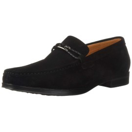 STACY ADAMS mens Neville Moc-toe Slip-on Penny Loafer, Black Suede, 11 US