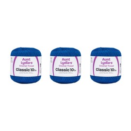 Aunt Lydia Classic Dark Royal Crochet - 3 Pack of 350y/320m - Cotton - Gauge 10 - Crochet