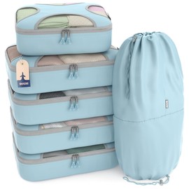 Shacke 6 Set Packing Cubes for Travel Lightweight Luggage Organizer (Sky Blue)