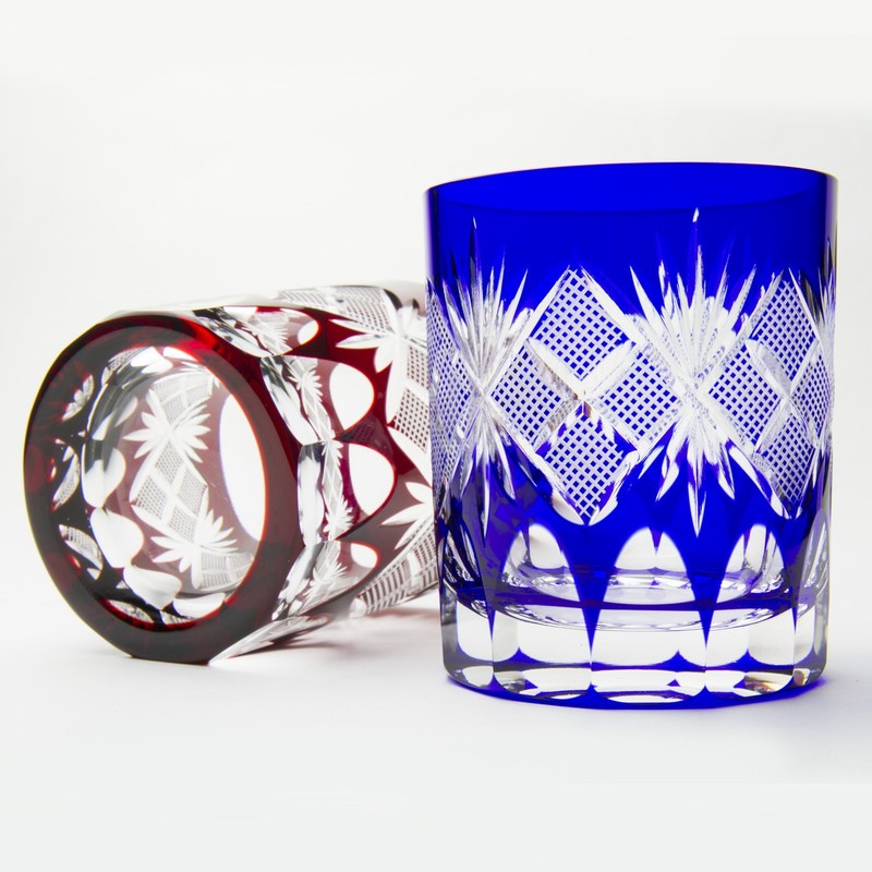 田島 glassmaking Fires 切子 魚子 Old Glasses Pair [Gift Packaging]