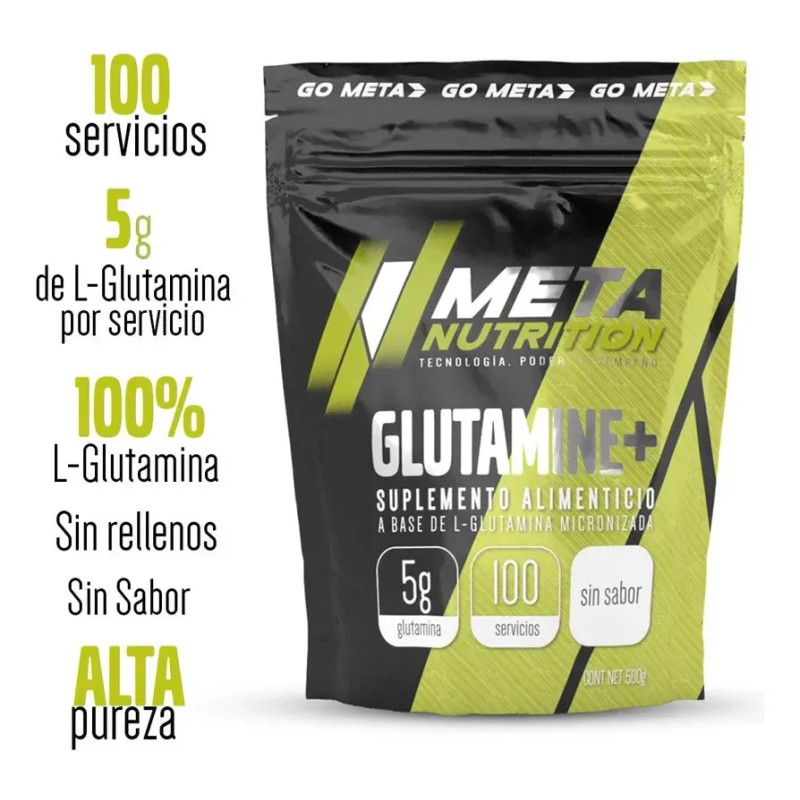 Glutamina Meta Nutrition 500 Gramos 100 Servicios Sabor