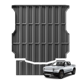 SMABEE Fit for Rivian R1T Trunk Bed Mat & Tailgate Mat TPE All Weather Trunk Cargo Mat for Rivian R1T 2025 2024 2023 2022 Accessories Interior Boot Liner Anti-Slip Protective Pad