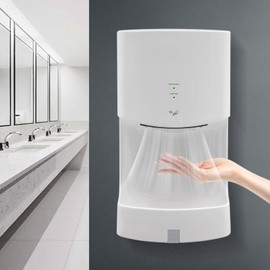 LYNICESHOP Automatic Hand Dryer, 110V Electric Automatic Hand Dryer Commercial Household Hot Air Hand Blower Automatic Jet Hand Dryer with Drip Tray and Drain Tank for Bathroom and Kitchen White